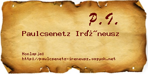 Paulcsenetz Iréneusz névjegykártya